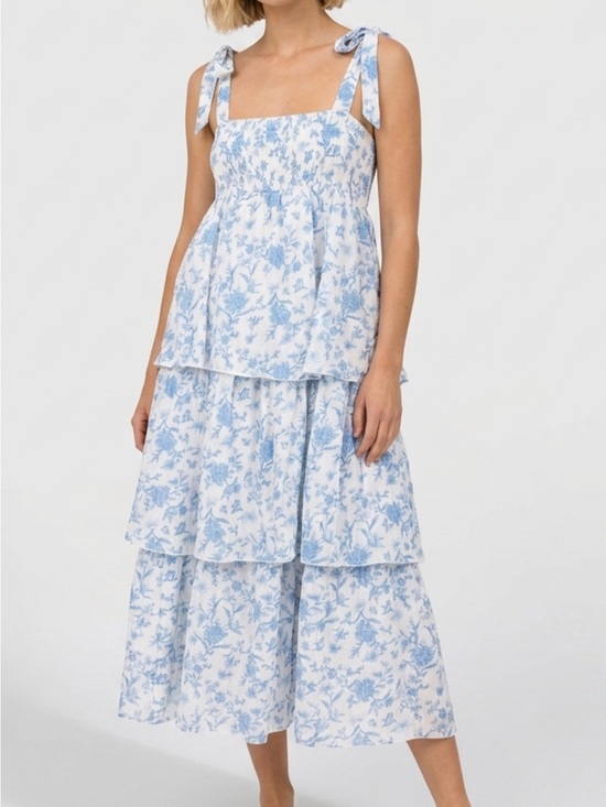 mine Dresses & Skirts - mine Blue and White Floral Sundress with Tie Straps